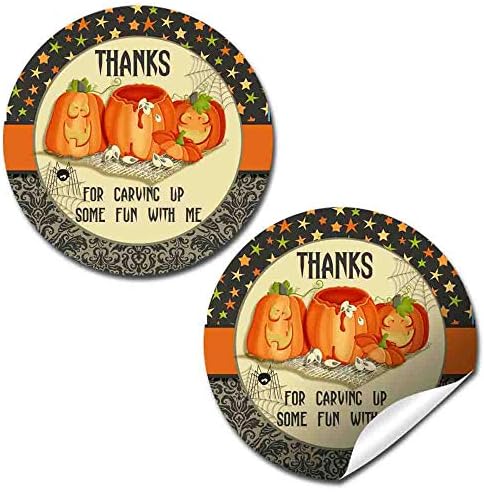 Етикети за изрязване на тикви за Хелоуин, Деня на раждането, Благодаря ви етикети, 40 2-инчов кръгли стикери