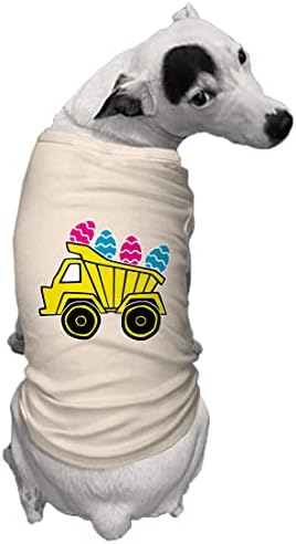 Самосвал с Великденски яйца - Строителна тениска за кучета (Натурална, X-Large)