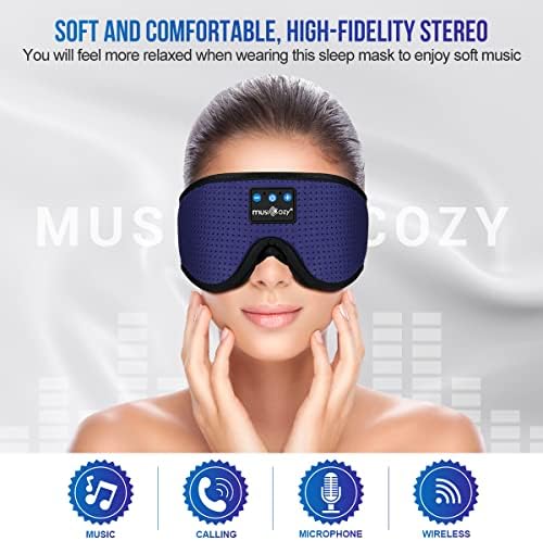 MUSICOZY Слушалки за сън Bluetooth 5.2 Превръзка на главата Дишащи 3D Слушалки за сън, Безжична Маска за очи Слушалки