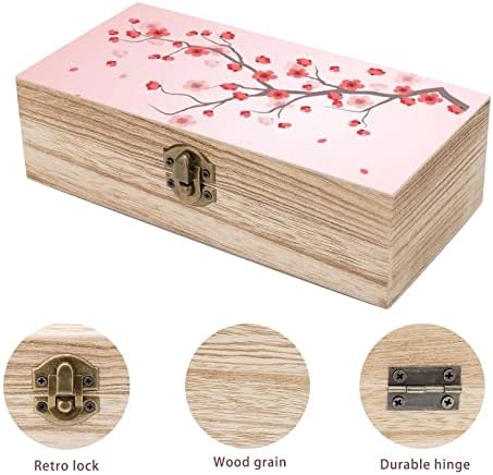 Nudquio Череша Цвете Дървена Органайзер За Съхранение Кутия с ретро Ключалка за Бижута Снимки Сувенири Подарък Декоративен