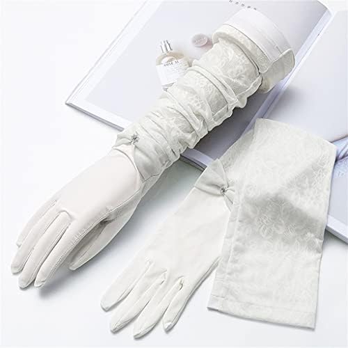ZHUHW / Летни Ръкавици от Ледената коприна, Дамски Дълги Ръкавици За шофиране, Тънки Ръкавици с Пет пръста (Цвят:
