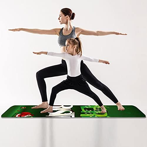Килимче за йога с дебелина 6 мм, Екологично чисти постелки за упражнения от ТПЭ със Зелена коледа принтом, подложка за Пилатес Йога тренировки, основен фитнес и упра
