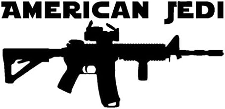 Американски Джедай Пистолет Vinyl Стикер Стикер |Автомобили, Камиони, Микробуси Стени Лаптопи Чаша | Черен | 6x2,9 инча / KCD1501