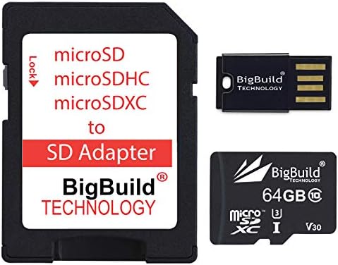 Технология BigBuild 64 GB ултра-бързо карта памет 100 МБ/с U3 microSDXC за мобилни телефони Motorola One Макро, UW, UW Ace, Vision Plus Zoom