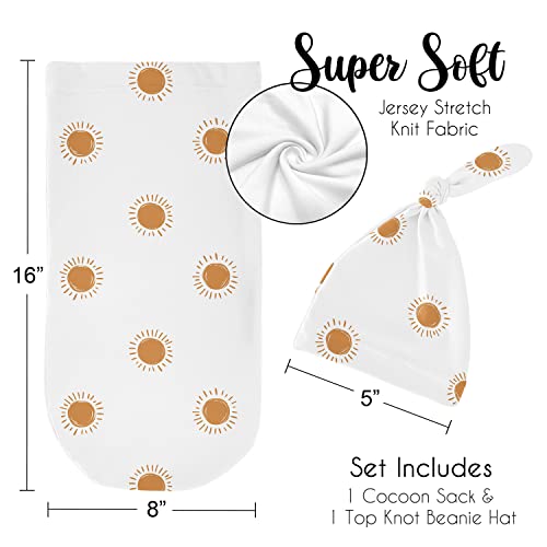 Sweet Jojo Designs Бяло и Оранжево Комплект от Пашкула и шапки Boho Sun за момчета и момичета, Трикотажный Спален