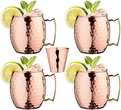 Чаши Royalty Art Moscow Mule, с чаша, медни чаши (4 опаковки) С дръжки Класически комплект за пиене Дом, кухня, бар, Прибори за напитки Помага за по-дълго запазите напитките студ?