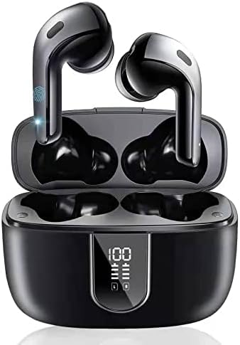 Безжични слушалки wasasulua Ear Phone Bluetooth-Слушалки 40 часа възпроизвеждане с калъф за безжично зареждане и двойна led дисплей хранене, водоустойчиви слушалки IPX7