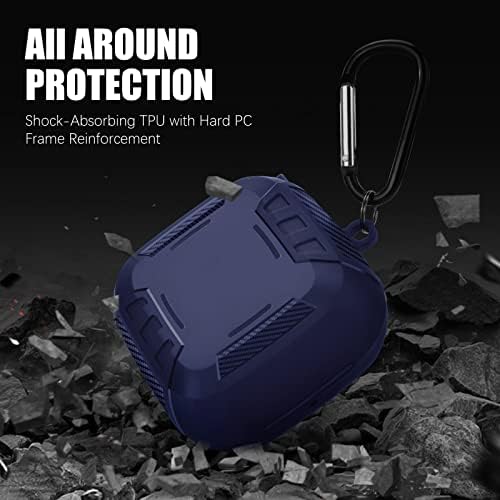 AIRSPO е Съвместим с безжични слушалки Powerbeats Pro Калъф TPU Military Shell Защитен Калъф за цялото тяло за Powerbeats Pro (Тъмно синьо)