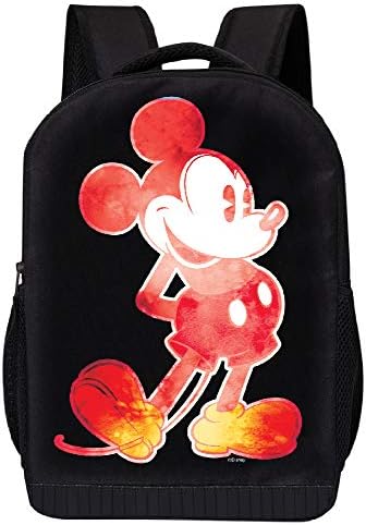 Черна раница Дисни Мики маус - Червено-Жълта чанта с въздушна подплата Mickey Mouse 17 инча (червена и жълта акварел)