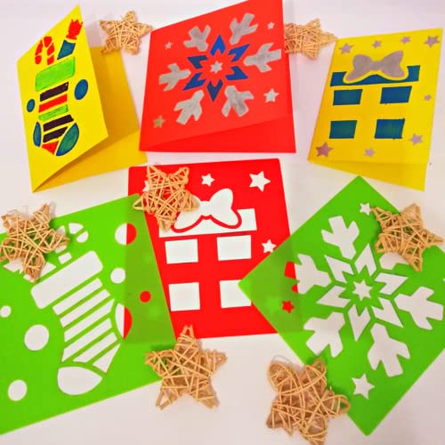Коледни шаблони Baker Ross - Опаковка от 8 броя, за да проверите за коледа занаяти, Миещи шаблони за деца за декорация на картички,