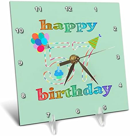 3дРоза с 57-ми рожден ден Торта със Свещ, балони, Шапка. - Настолни часовници (dc_353520_1)