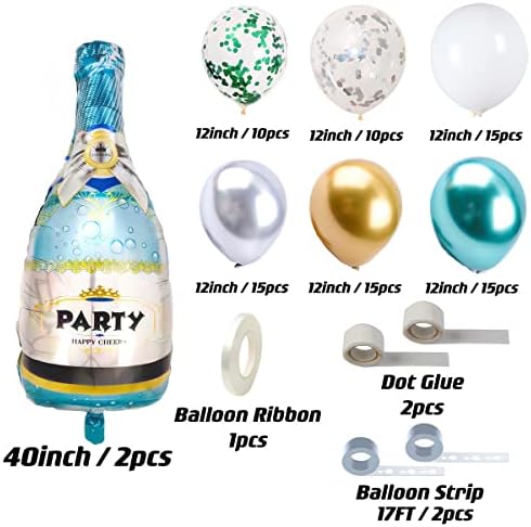 Комплект Балони за шампанско с Венец и Свода, 2 елемента 40 Балони за бутилки Шампанско и 80шт Балони Украса за Отваряне