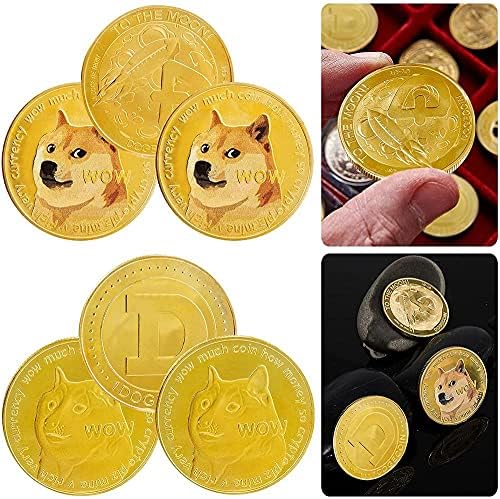 6шт Монети Dogecoin Златни Монети Dogecoin Позлатени Монети Doge Сувенири Позлатени Монети Doge с Защитен Калъф