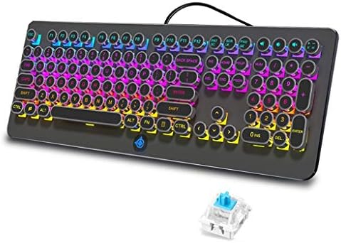 Lflzcp Детска Механична Клавиатура С покритие в стил ретро пънк, Капачки за ключове, 108 Клавиши, Синия Ключ, RGB