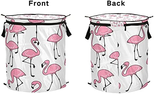 Всплывающая Кошница за дрехи с шарките на Розово фламинго xigua, Сгъваема Преносим кош за Мръсни дрехи, с капак джоб, кош