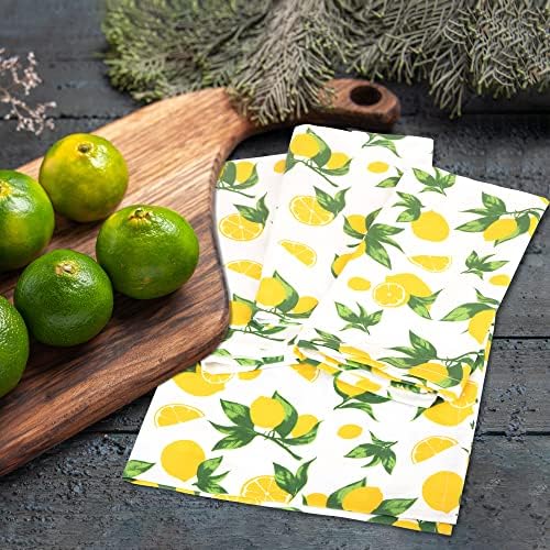 Салфетки за хранене на градския вила Тъканни кърпички с лимонов принтом Комплект от 12 Салфетки за хранене