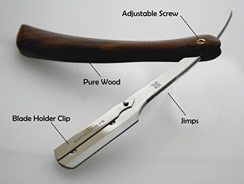 Бръснач за бръснене от чисто дърво /Самобръсначка за прерязване на гърлото / Мъжка самобръсначка (coolcut) + Безплатен нож и калъф (дърво-r5)