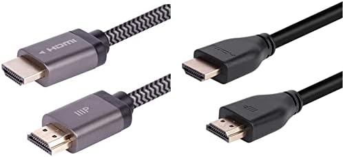 Сертифициран Monoprice 8K Сплетен високата кабел HDMI 2.1 - 15 фута - Черно и сертифициран 8K високата кабел HDMI 2.1 - 3 метра - Черен | 48 gbps