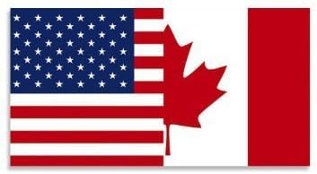 Стикер с флага наполовина САЩ - е Наполовина на Канада (сащ и канадски)