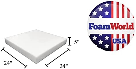 Foam World САЩ 24W x 24L Квадратни възглавници за мека мебел и столове от пяна с висока плътност 44 ILD (6x 24x 24)