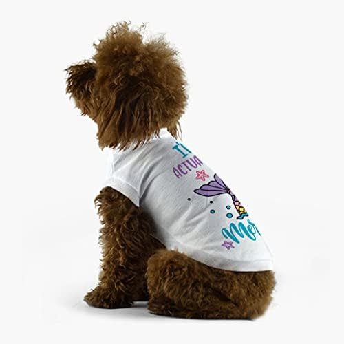 Тениска с куче-Русалкой - всъщност аз Тениска с Куче-Русалкой - Графична Дрехи За кучета (L, Бяло)