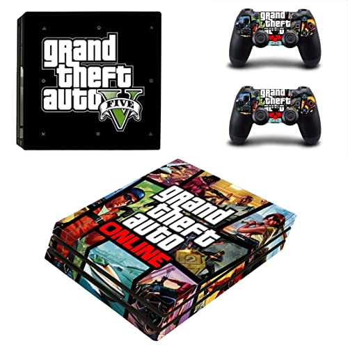 Играта Grand GTA Кражба и Стикер на кожата BAuto PS4 или PS5 за конзолата PlayStation 4 или 5 и 2 Контролери Vinyl Стикер V5425