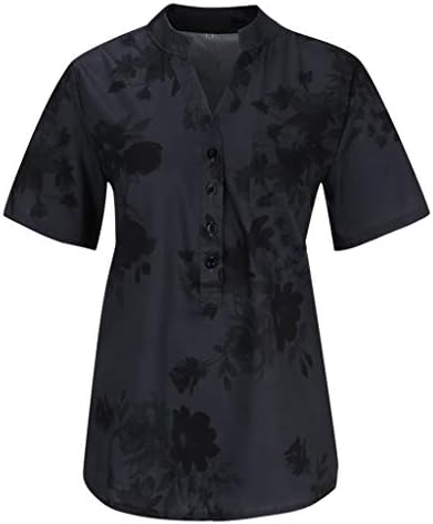 DGQPLPD Дамски Блузи с къс ръкав, Приталенные Блузи, Модни Тениски С Флорални Принтом, Ежедневни Тениски, Блузи