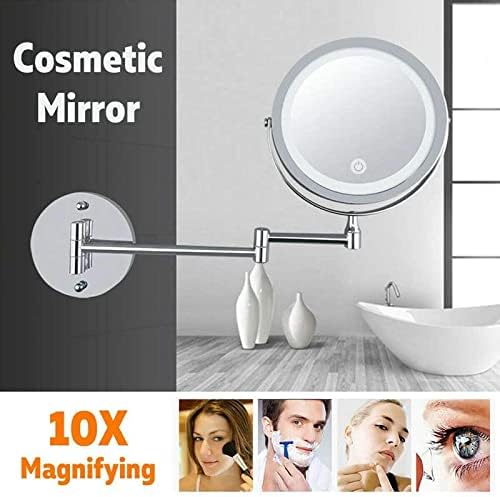 Огледало за грим Led 10-Кратно Увеличително Огледало За Грим И Бръснене Тоалетен Огледало За Баня Монтиране на стена 360 °