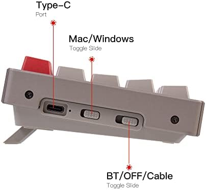 Keychron K14 Bluetooth 5.1 Безжична Механична клавиатура в Алуминиева рамка с Червен ключ Keychron / Акумулаторна батерия, 72 клавишите Компактна Клавиатура, която е Съвместима с Mac