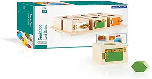 Блокиране на кутията Guidecraft Peekaboo с чекмедже за съхранение на: Сортиране и Подреждане на Играчки за деца - Играчка за ранно обучение и развитие на децата