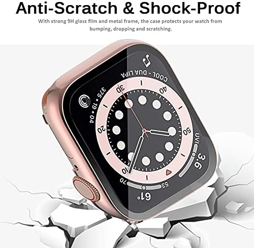 Miimall Съвместим с Apple Watch 42 мм Метален корпус със защитно фолио за екрана, Ультратонкое HD Прозрачен Противоударное Закалено Стъкло, пълен Защитен калъф-броня за Apple Watc