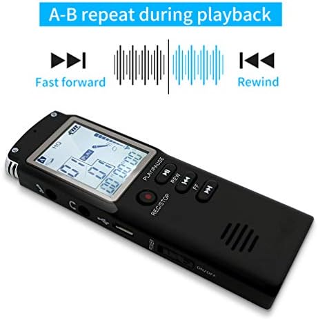 Диктофон 16 GB, Двоен Микрофон, Запис на аудио с висока разделителна способност с MP3-плеър за Лекции, Срещи, USB