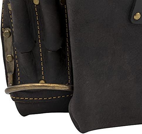 Чанта за левичари от кожата Маслен дъбене OX TOOLS Pro с цип за лявата ръка | 3 Подсумка, 6 Джобове за инструменти и Подсилени панти за колан
