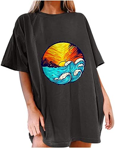 Дамски Блузи Оверсайз с Къси ръкави за Лятната Почивка на Плажа, Ежедневни Тениска, Hoody, Свободни Ризи, Пуловер