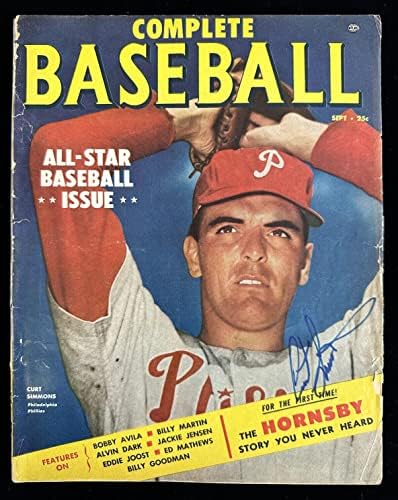 Септември 1953 Пълен Бейзбол списание с автограф на Кърт Симмонса VG с голограммой - Списания MLB с автограф