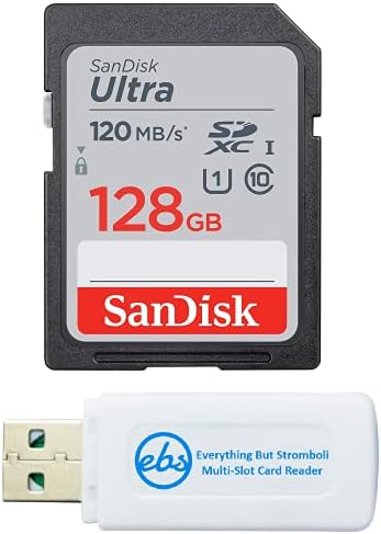Карта памет SanDisk 128GB SDXC SD Ultra Работи с камера Canon Powershot SX60 HS, SX430 is, SX540 HS UHS-I (SDSDUN4-128G-GN6IN) в комплект с (1) за всички, с изключение на комбиниран четец-четец Стромболи