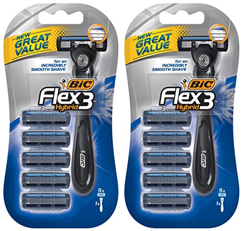 Hybrid бръснач Bic Flex-3 за мъже - 5 Касети и 1 писалка В опаковки - Опаковки от 2 опаковки
