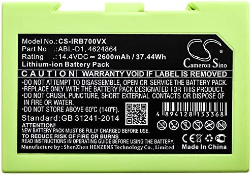 Преносимото батерия Cameron sino за IROBOT 5150 7550 e5 e5150 e515020 e5152 i7158 i7 e5158 i7558, подходящ под номер 4624864 ABL-D1, 14,4 v литиево-йонна батерия, 2600 mah/37,44 Wh