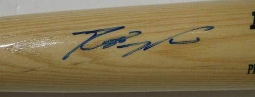 Бейзболна бухалка с Автограф на Реджи Уиллитса От Ръцете на Anaheim Angels COA - Бейзболни бухалки MLB С Автограф