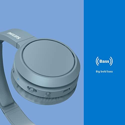 Безжични слушалки в ушите PHILIPS H4205 с 32-мм драйвери и усилване на ниските честоти при поискване, сини