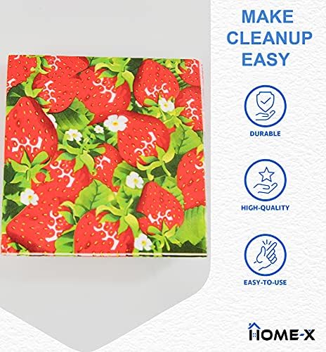 НАЧАЛНА СТРАНИЦА-X Хартиени Салфетки за ягодов градина, Квадратните почистващи Кърпички за партита, 48 парчета – 6,5 x 6,5