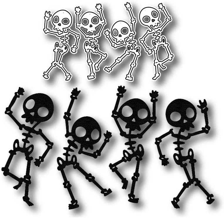 4шт Хелоуин Скелет на Човек Метални Печати, Хелоуин Скелет на Човек Режещи Удари Изрязани Шаблони, Карти Хартия Занаят САМ Шаблон Метални Печати Албум Полагане на Х