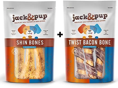 Набор от Jack & си кученце - 11 Берцовые кост + Обрат от свински бедрото на костите | 11Берцовые кости (3 опаковки) | Обрат