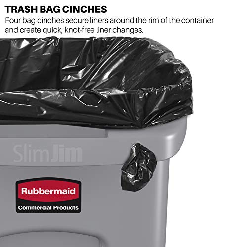 Rubbermaid Commercial Products Пластмасов Правоъгълен кофа за Боклук Slim Jim с вентилационни канали, 23 Литра, бежов (FG354060BEIG) и Авторитетни торби за боклук, синьо, 30 Литра, 36 отделения