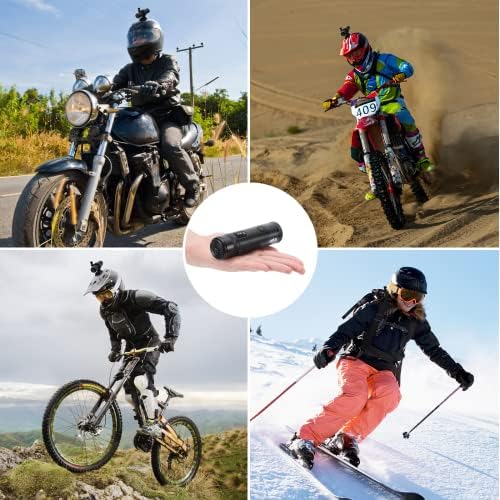 Място на мотоциклетном каската Osivy Отпред и отзад, Спортни камера с двойна леща 2K с връзката Wi-Fi интернет и цикличен запис, екшън-камера с карта 32G за колоездене, ски,