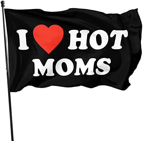 Флаг I Love Moms Знамена I Love Hot Moms - Забавен Декоративен Банер за вътрешна и Външна употреба - Гобеленовые Подаръци за Деня на майката и рожден Ден