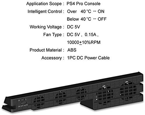 IGOSAIT Безшумен Вентилатор за охлаждане Ps4 Pro Super Turbo Регулатор на температурата с USB кабел Съвместим с вертикална поставка за конзола 4 Ps4 Pro