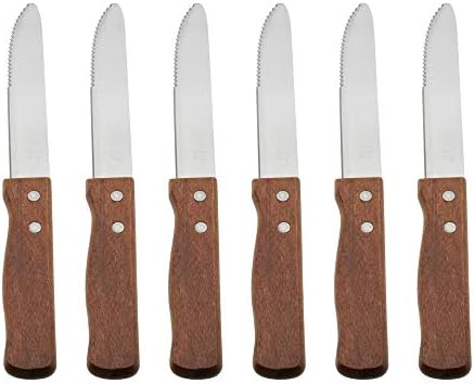 Tezzorio (пакет от 6) 10-Инчови Гигантски Ножове за стек, 5-Инчов нож със заоблени зъби от неръждаема стомана