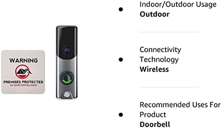 Камера за видеодомофон Skybell Slim Line II Silver Wi-Fi за Alarm.com ADC-VDB105X е снабден с 4-инчов сигнали стикер.