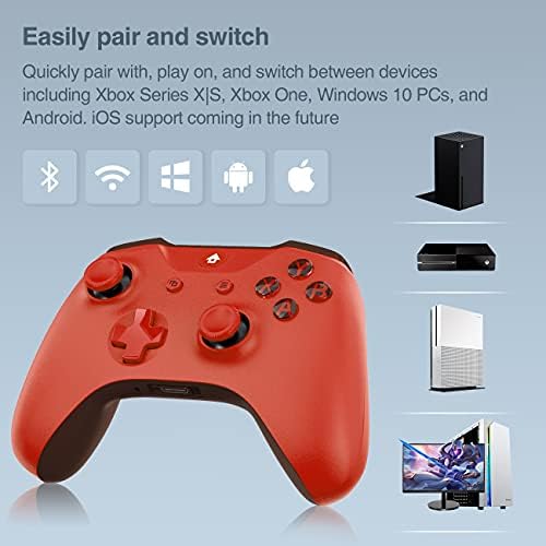 Потребителски безжичен контролер Xbox Подходящ за Xbox Series X/S/Xbox One/Xbox One S/One X/One Elite/Windows 7/8/10/, Безжичен геймпад за PC с аудиоразъемом-Червен